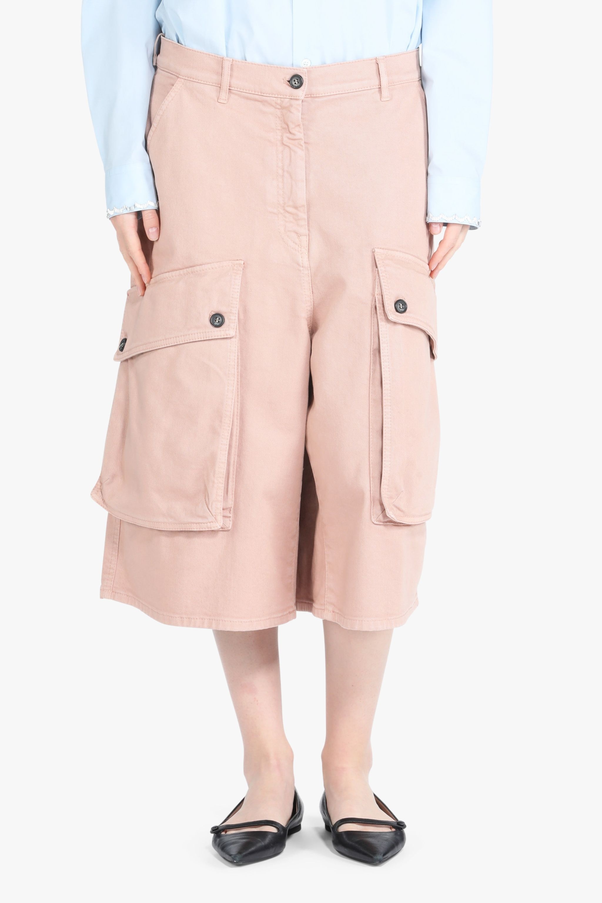 WIDE-LEG BERMUDA CARGO SHORTS - 1
