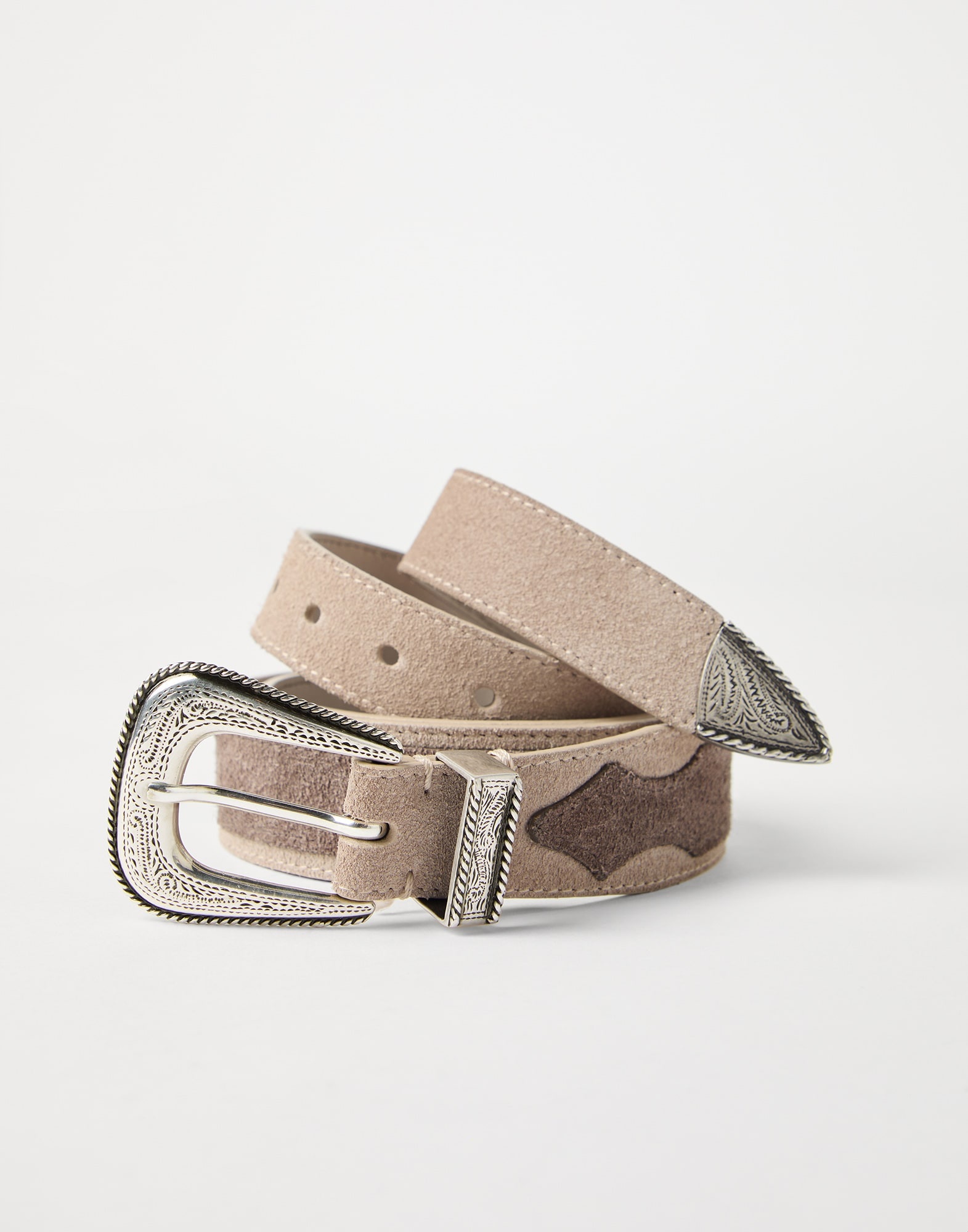 Two-tone reversed calfskin belt with detailed buckle and tip - 2
