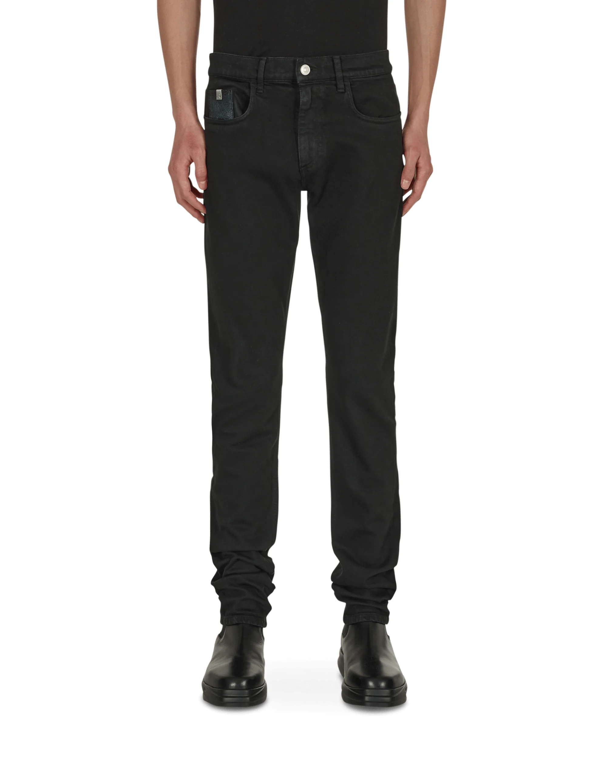 6 Pocket Skinny Denim Pants Black - 1