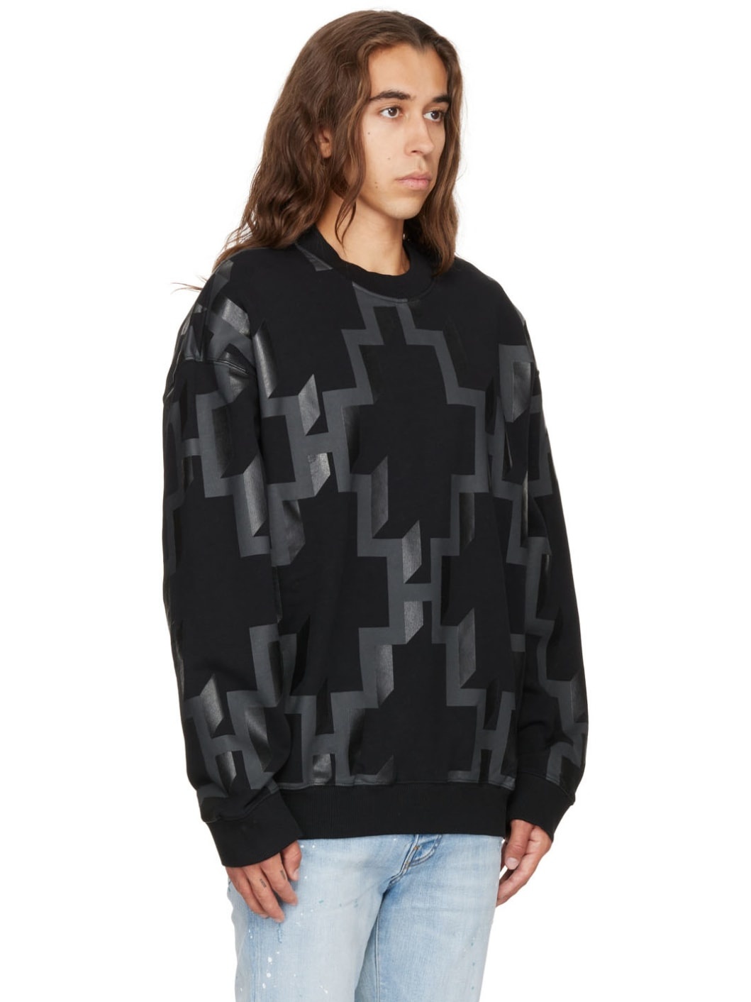Black All Over Cross Sweater - 2