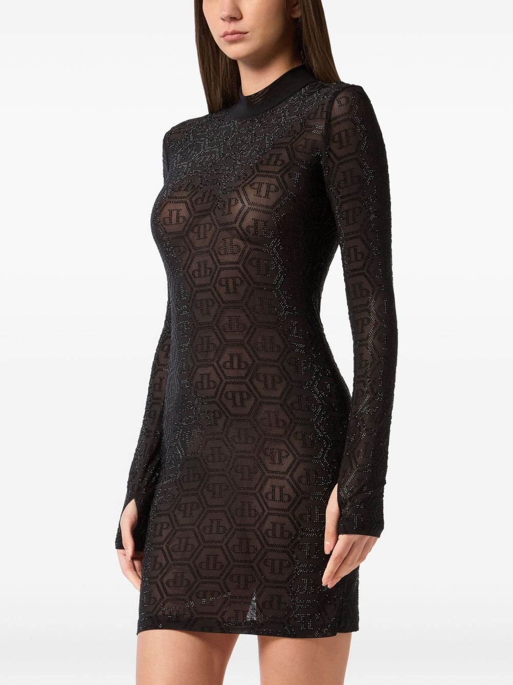 Tulle Monogram Strass mini dress - 3