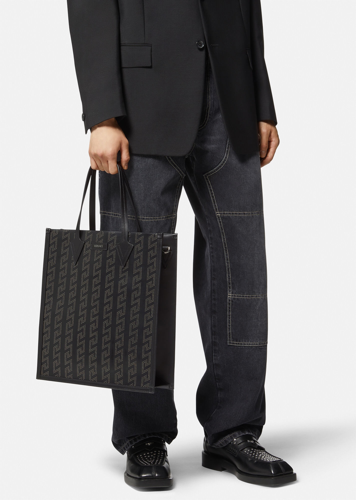 Studded Greca Tote Bag - 6