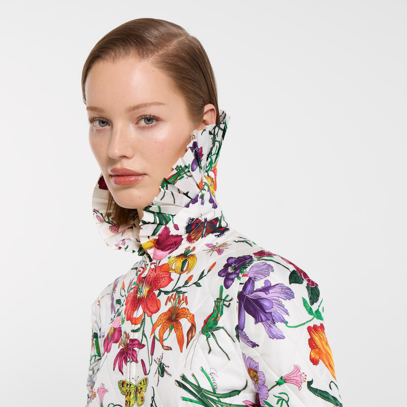 Printed quilted twill long dress 3