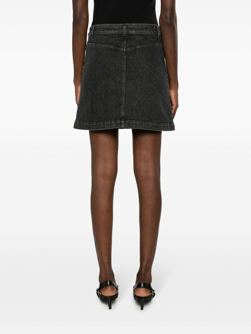cartoon-embroidered A-line denim skirt 4