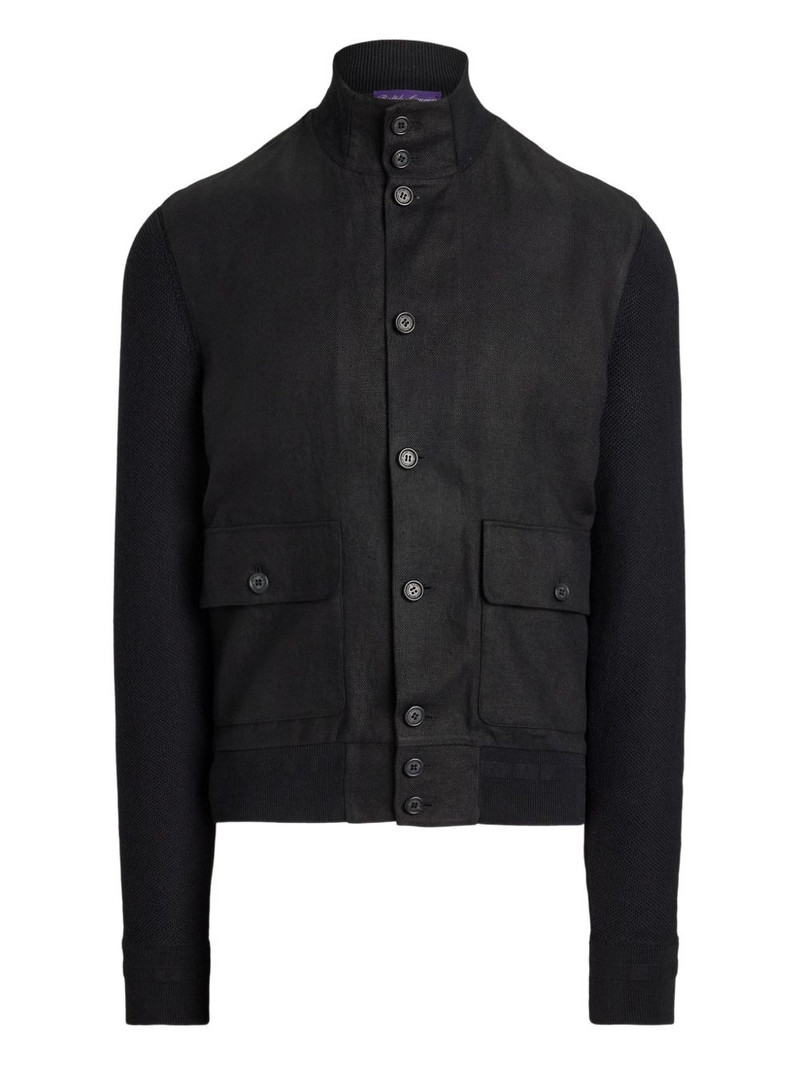 knitted-panel button-front jacket 1