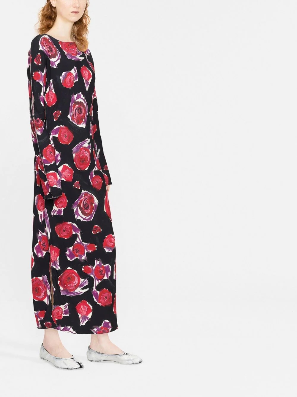 rose print long dress - 3