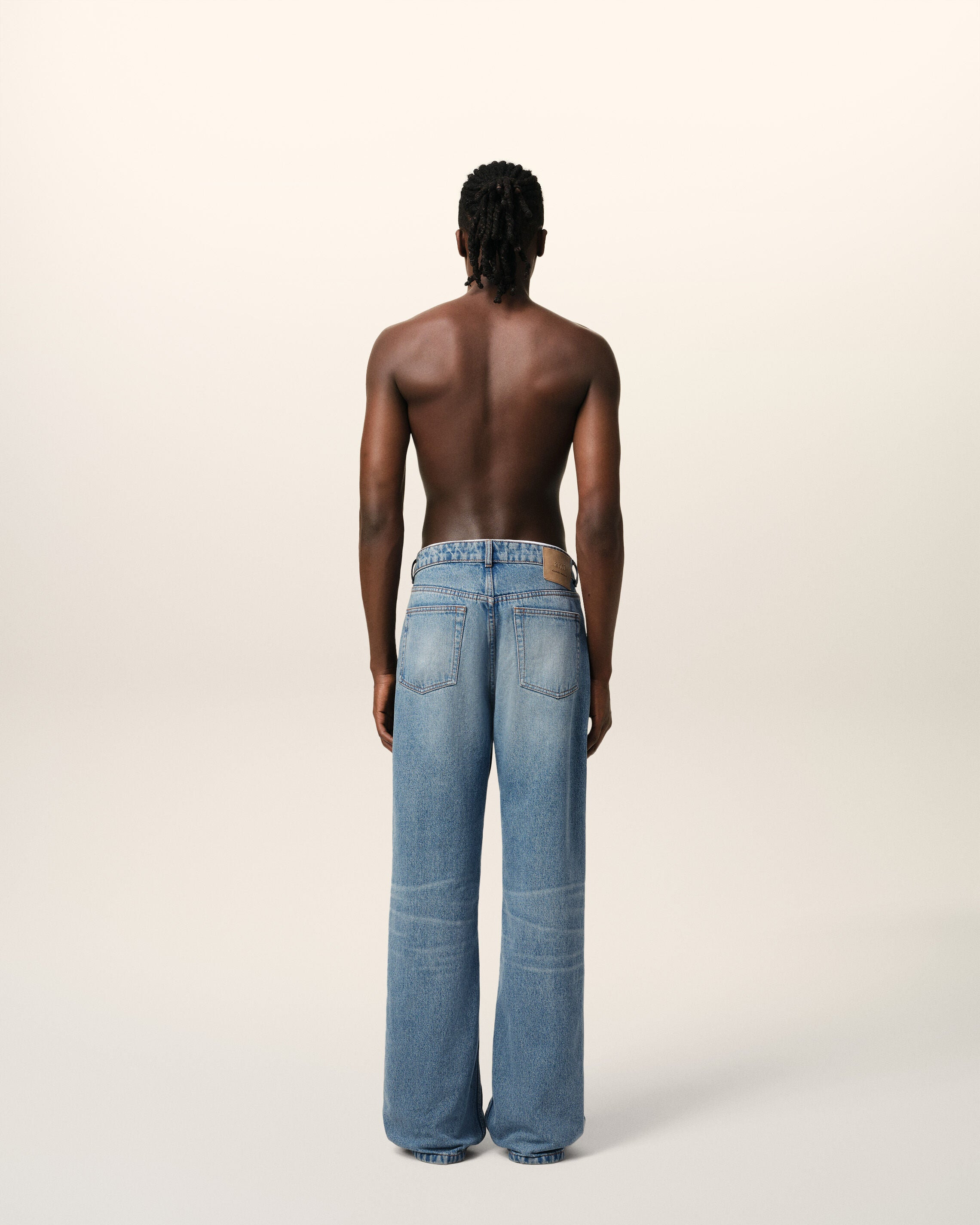 BLUE COTTON LARGE FIT JEANS - 4