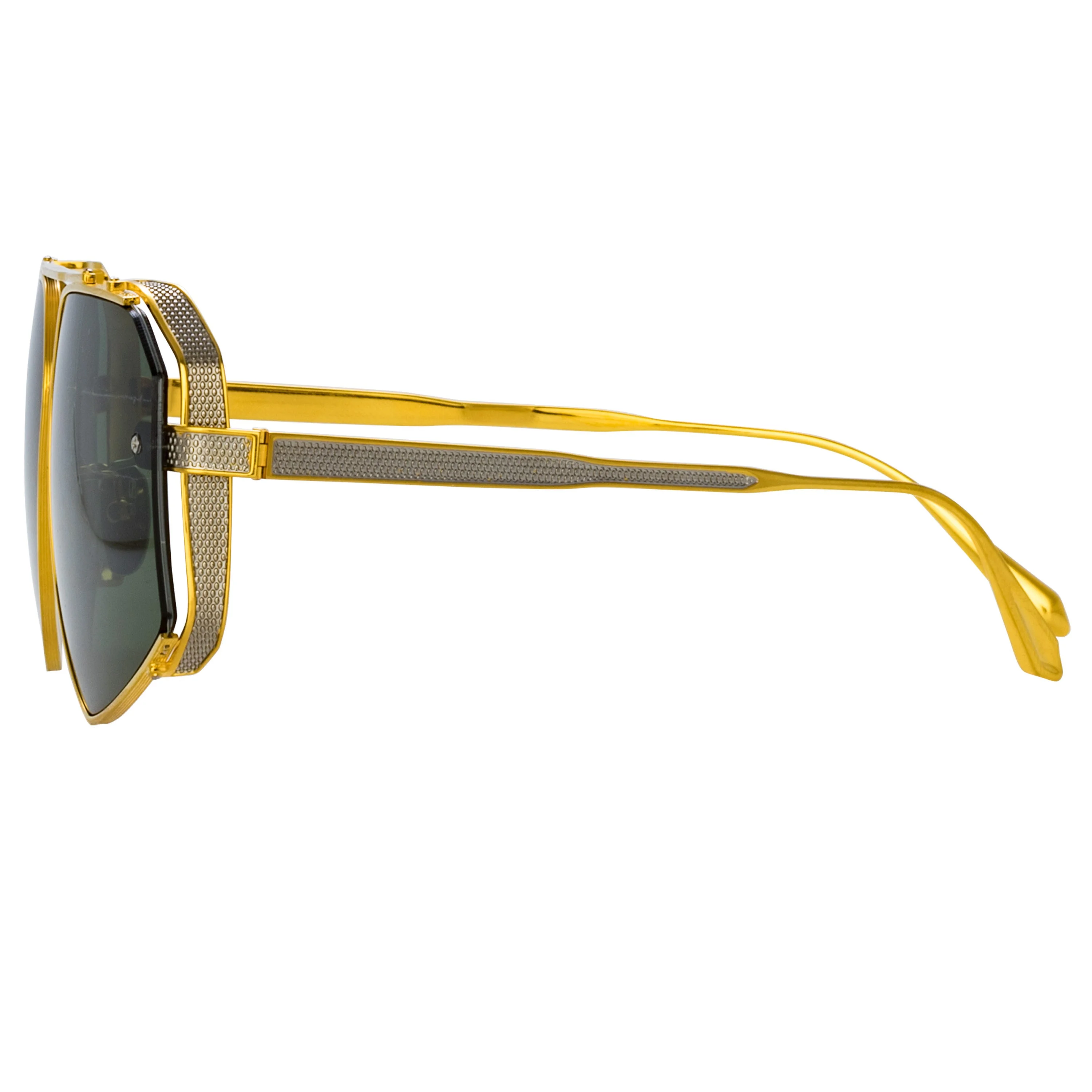 MAX MARA Yellow Designer Sunglasses LINDA G LINDA FARROW AMAR AVIATOR SUNGLASSES IN YELLOW GOLD | REVERSIBLE main image 3