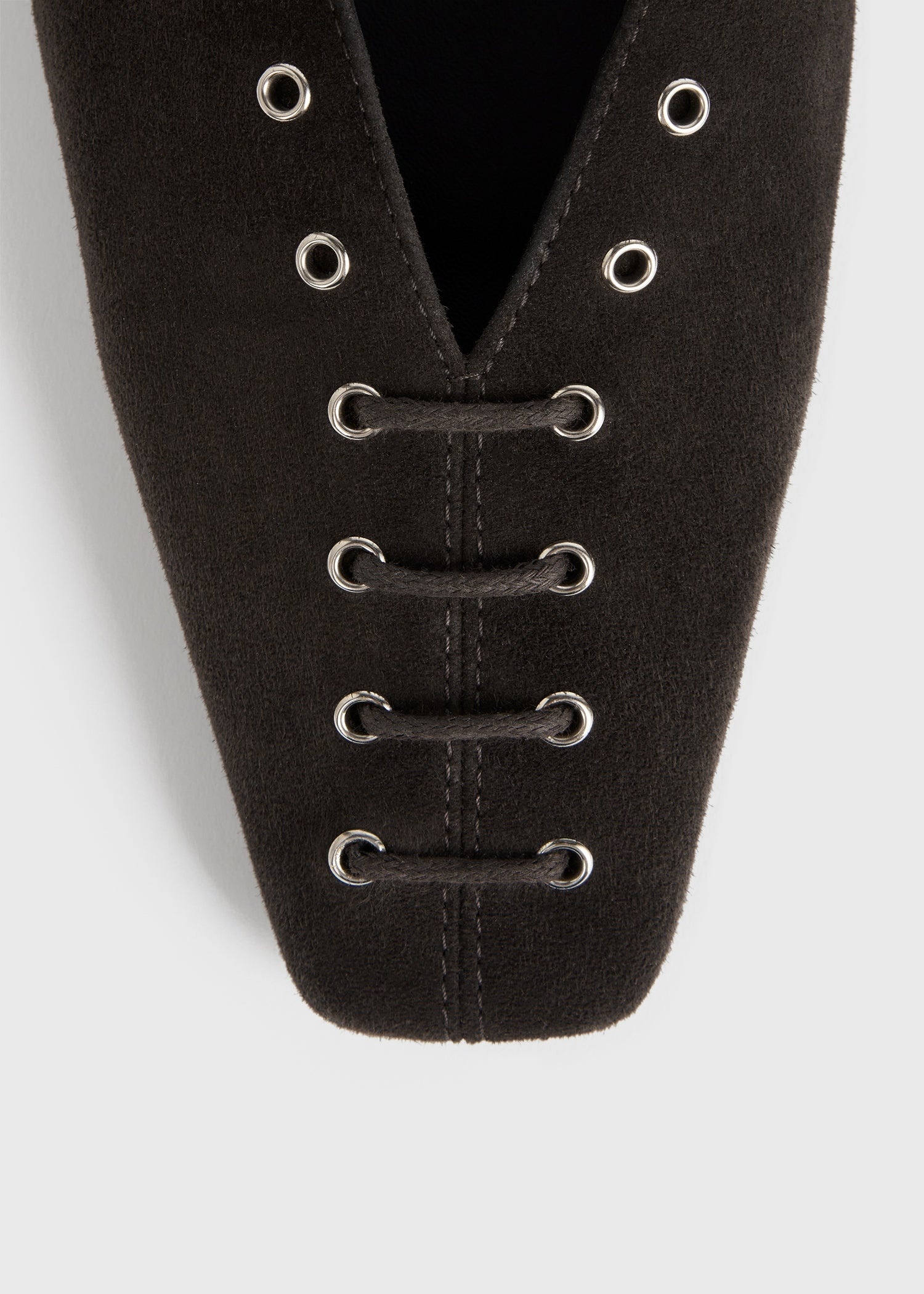 Suede lace-up ballerinas pepper - 7