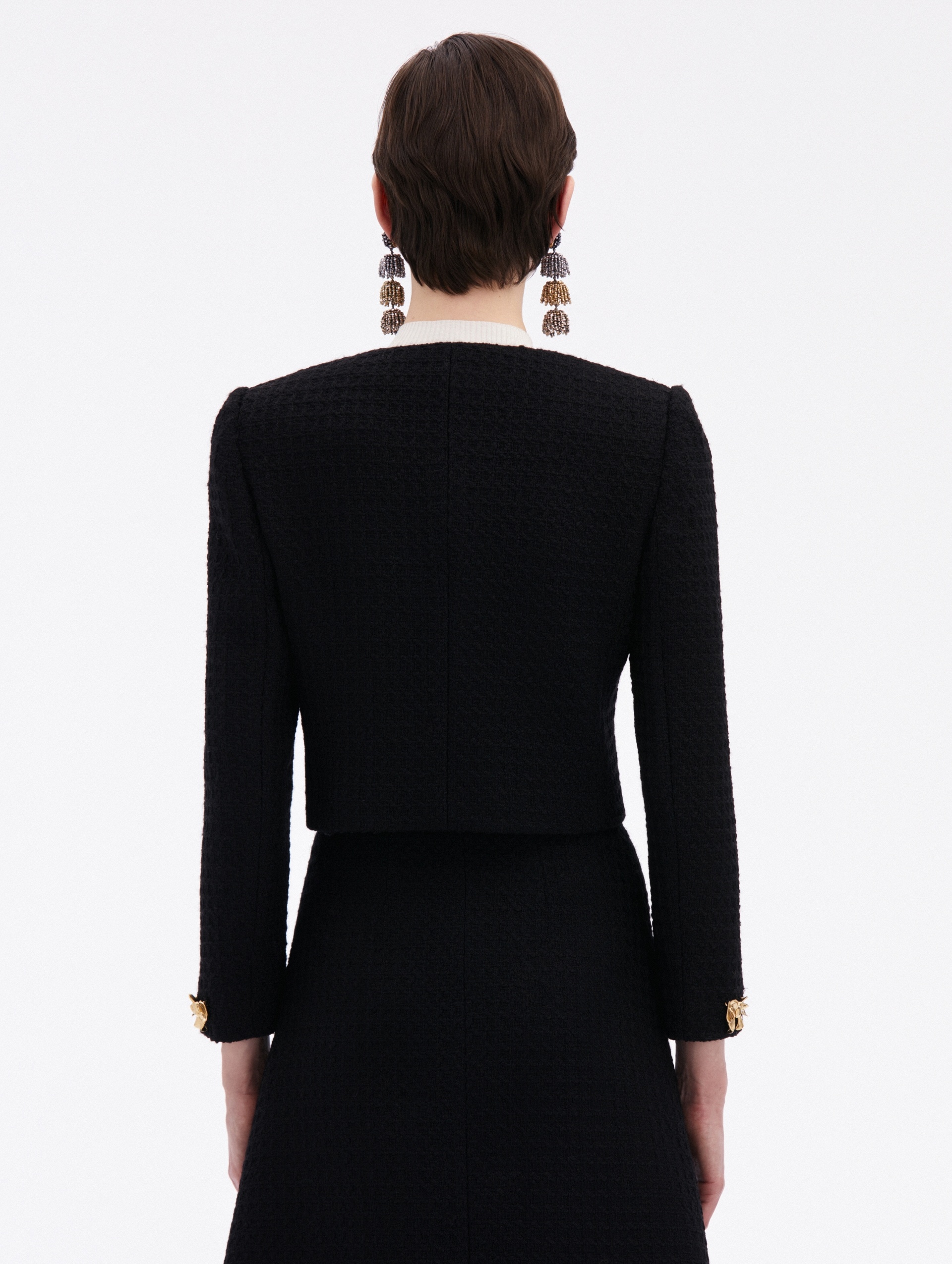 BOW BUTTON TWEED JACKET - 3