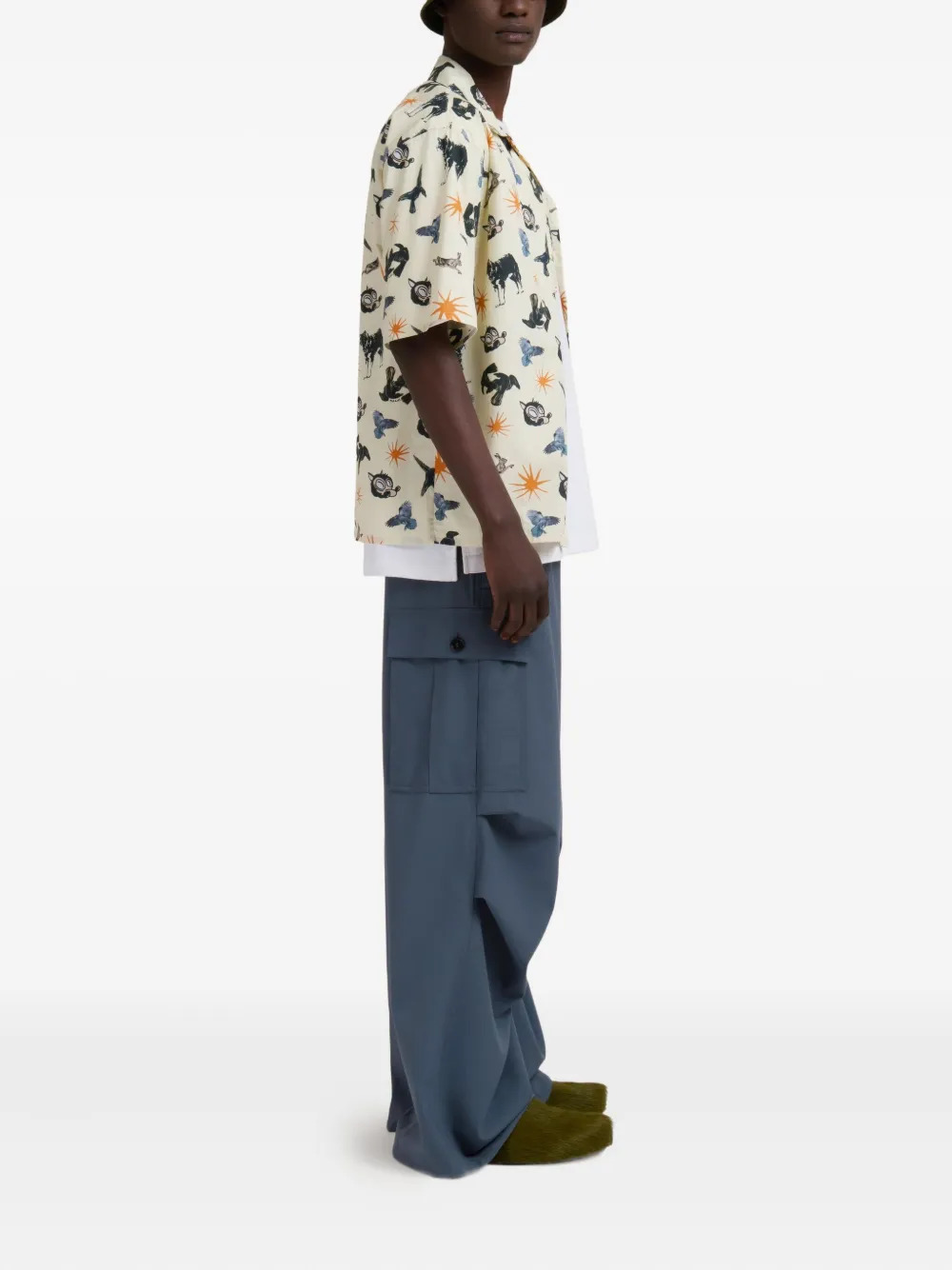 MARNI - Men Print Poplin Bowling Shirt - 2