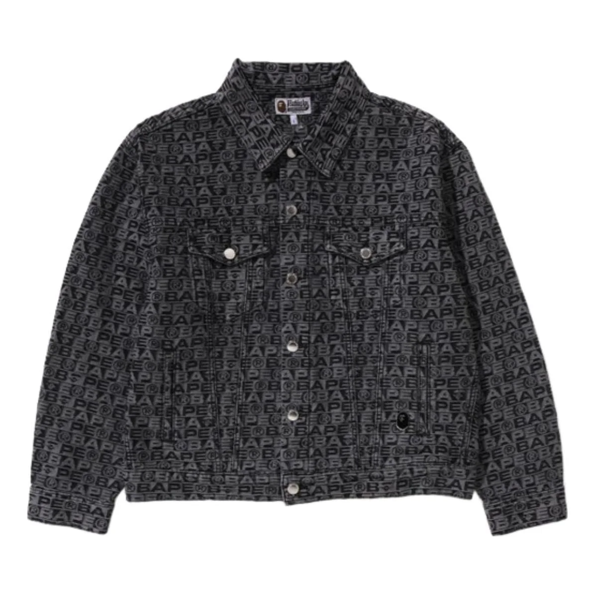 A Bathing Ape Lux Sport Pattern Jacquard 13OZ Denim Trucker Jacket 'Black' 1K80-140-312-BLACK - 1