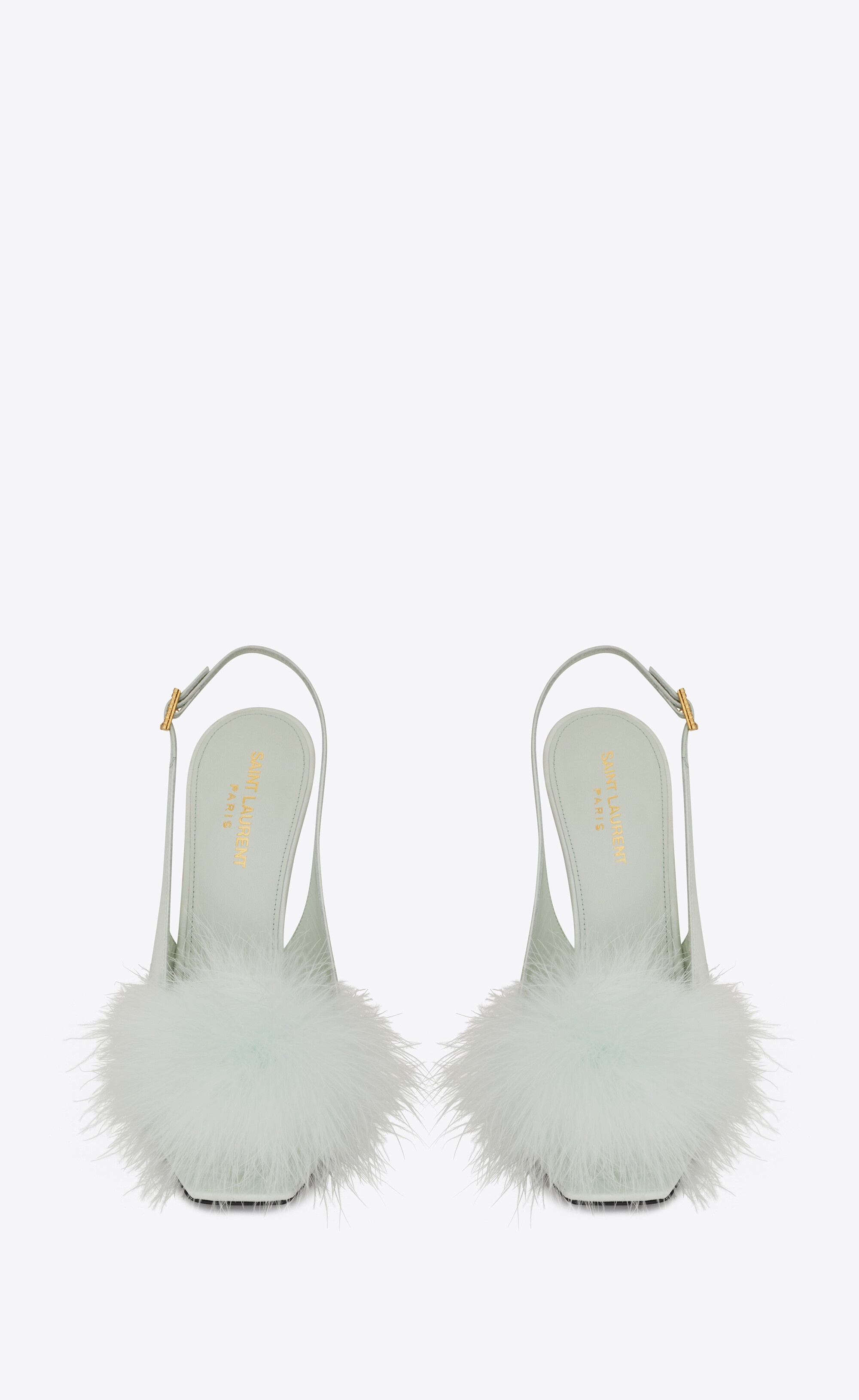 mae slingback sandals in crepe satin with feathers - 2