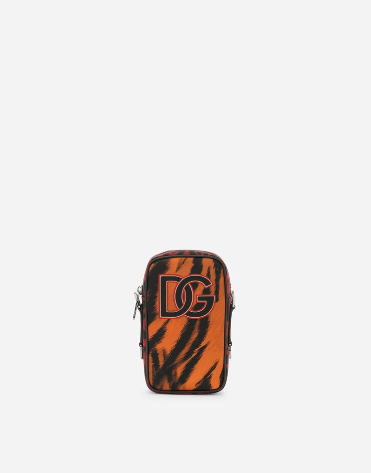 Nylon crossbody bag with tiger print - 1