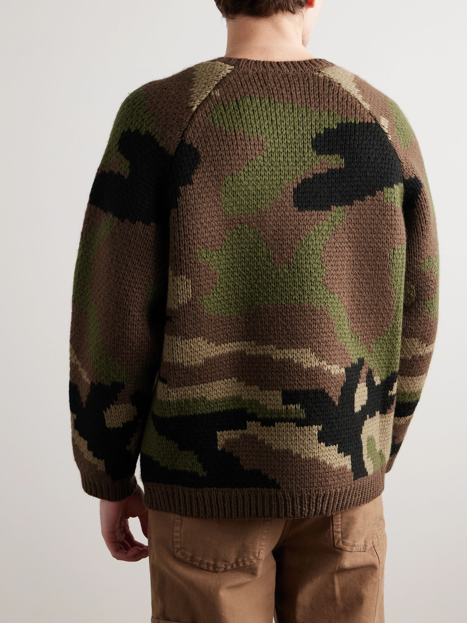 Camouflage Merino Wool Sweater Brown - 3