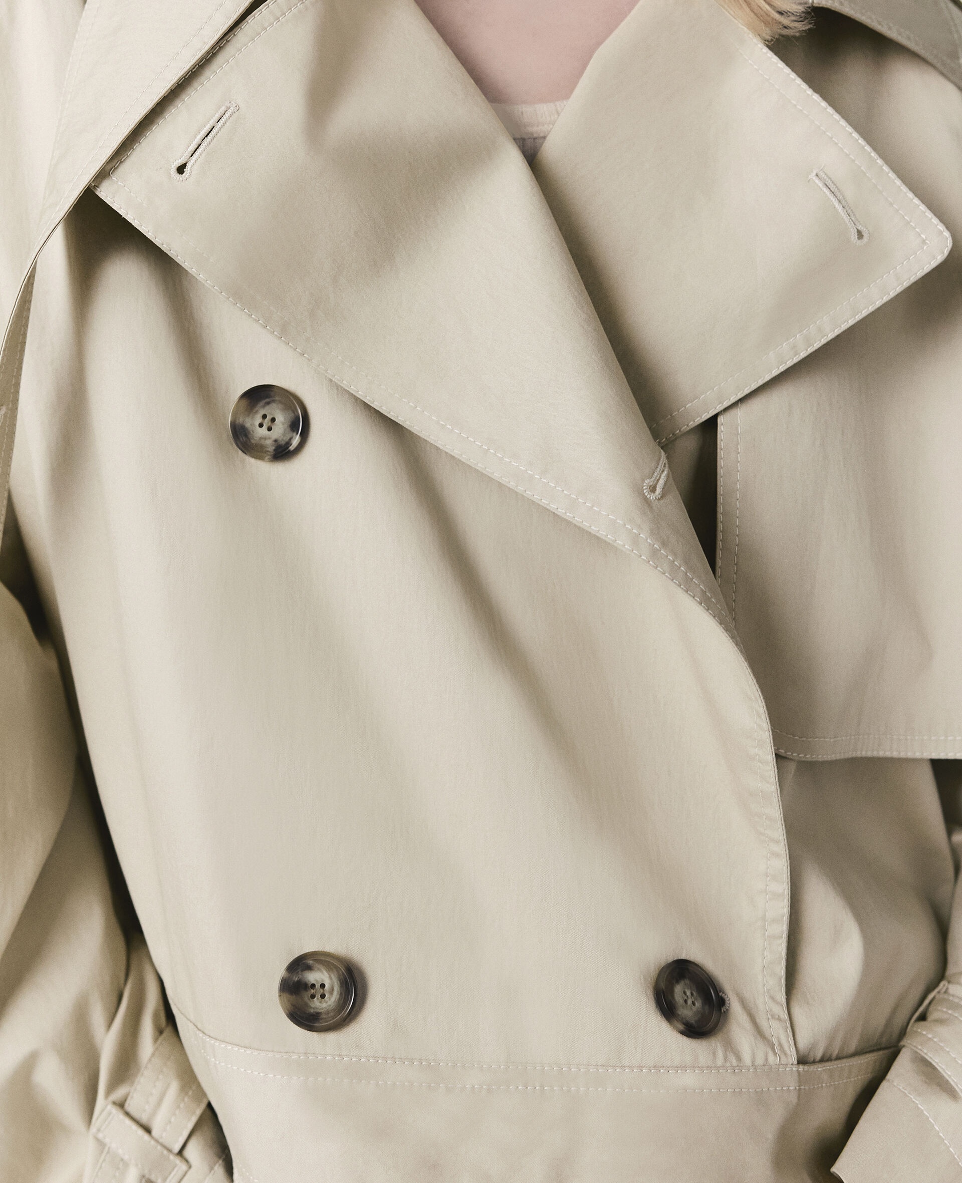Cropped Belt Detail Trench Jacket - 3