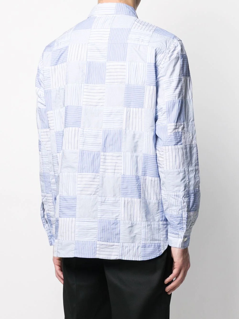 crinkle effect patchwork shirt - 4