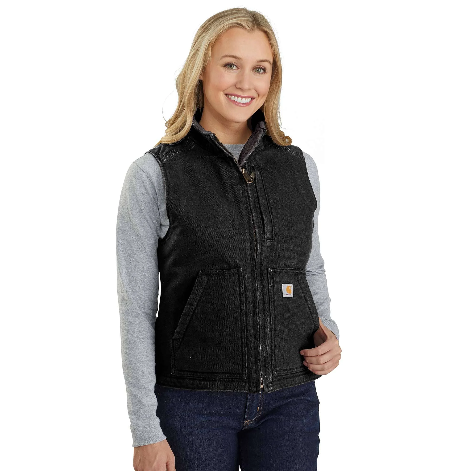 Women's Washed Duck Mock Neck Vest - 1
