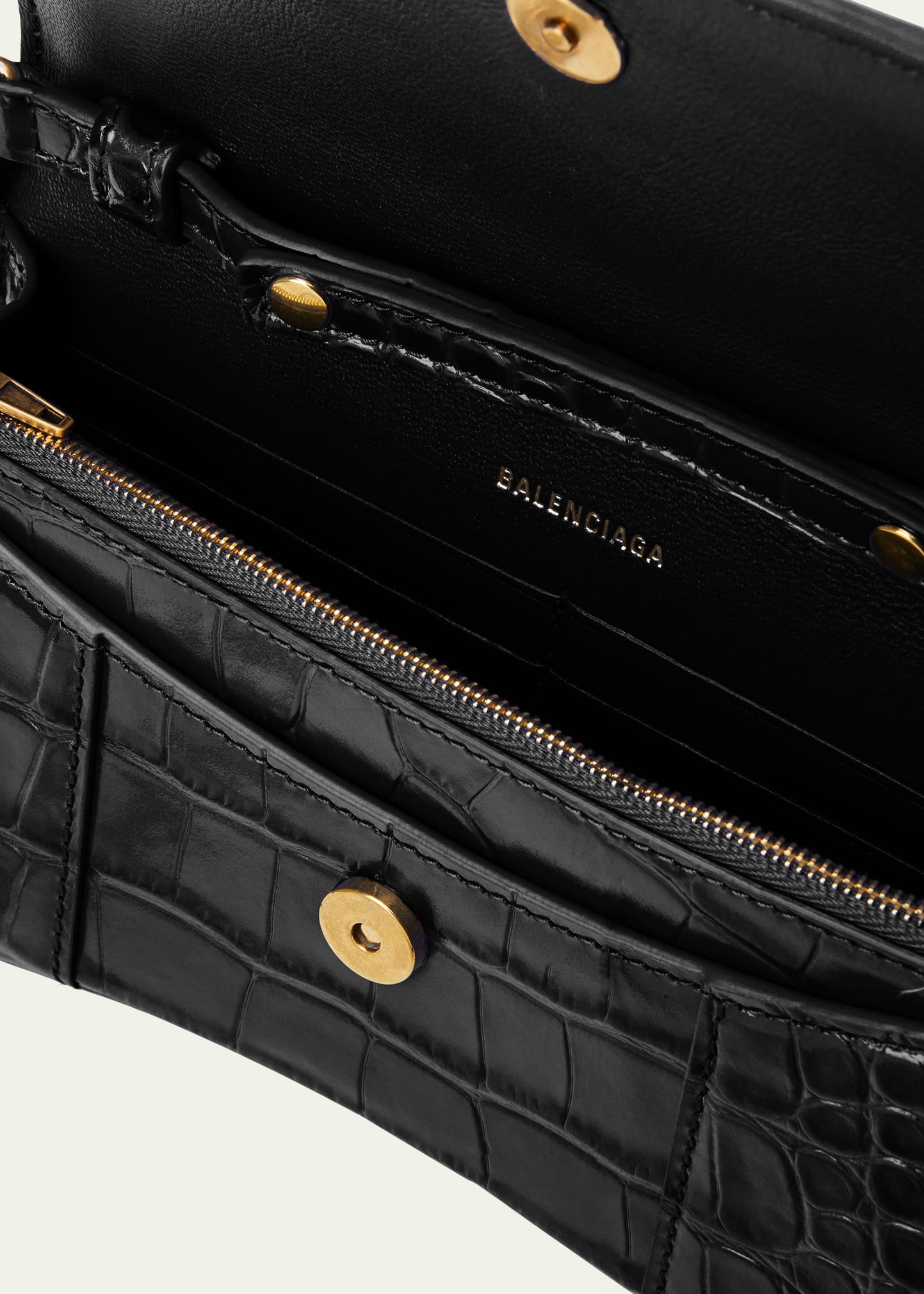 Hourglass Shiny Mock-Croc Chain Wallet - 4