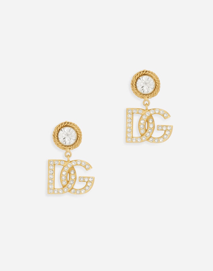 Earrings with rhinestones and DG logo - 1