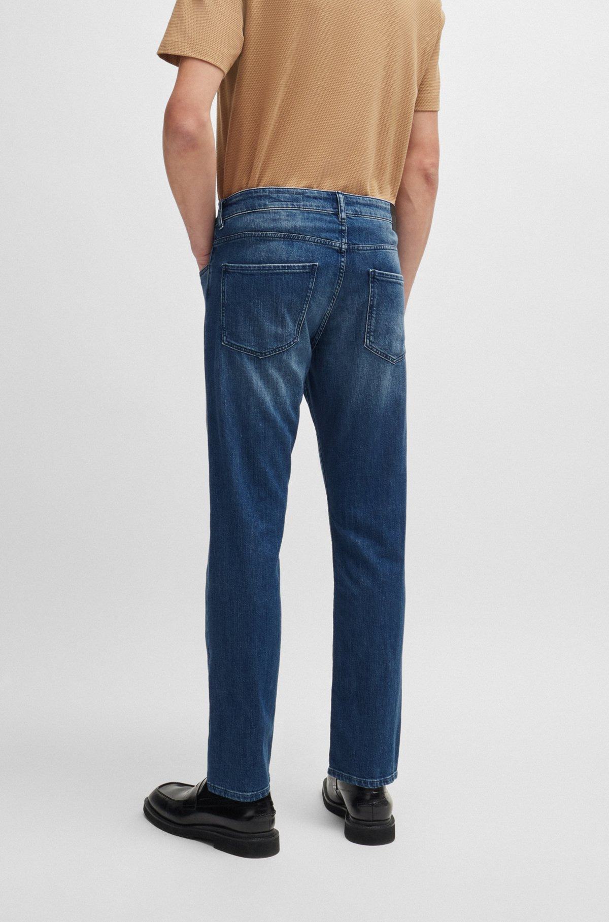 SLIM-FIT JEANS IN BLUE MECHANICAL-STRETCH DENIM - 4