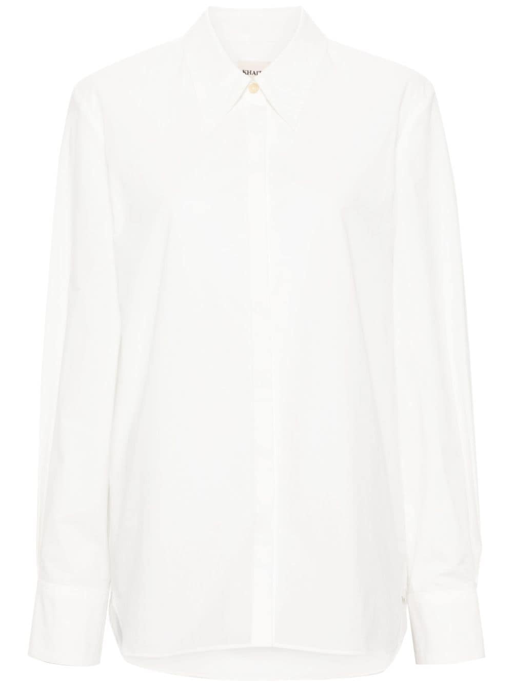 pointed-collar cotton shirt - 1