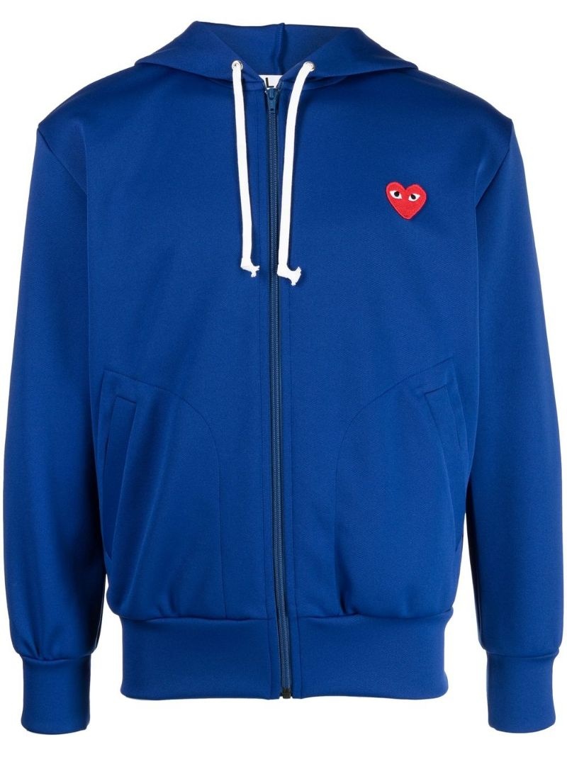 logo-embroidered zip hoodie - 1