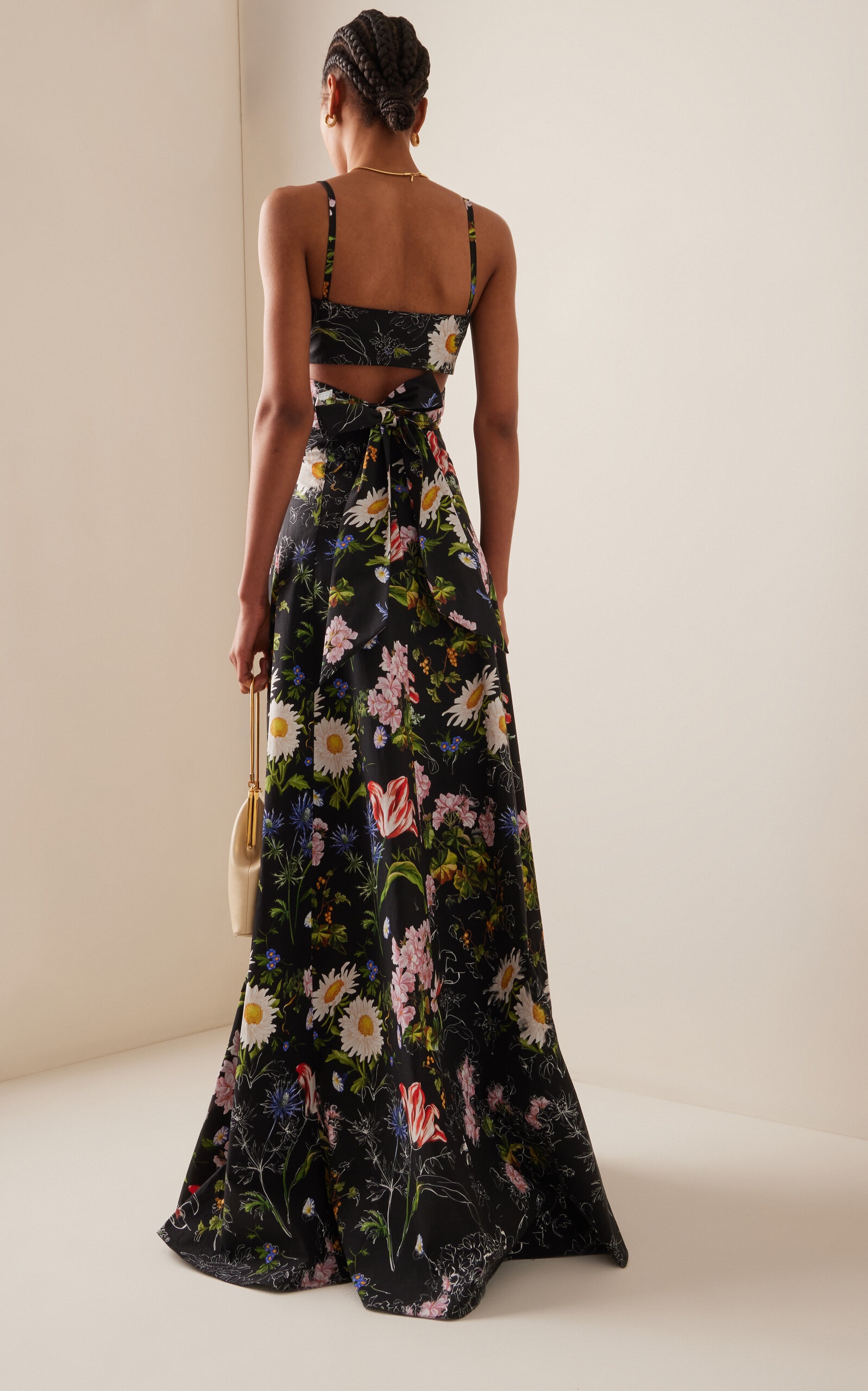 Floral-Printed Poplin Maxi Dress black - 4