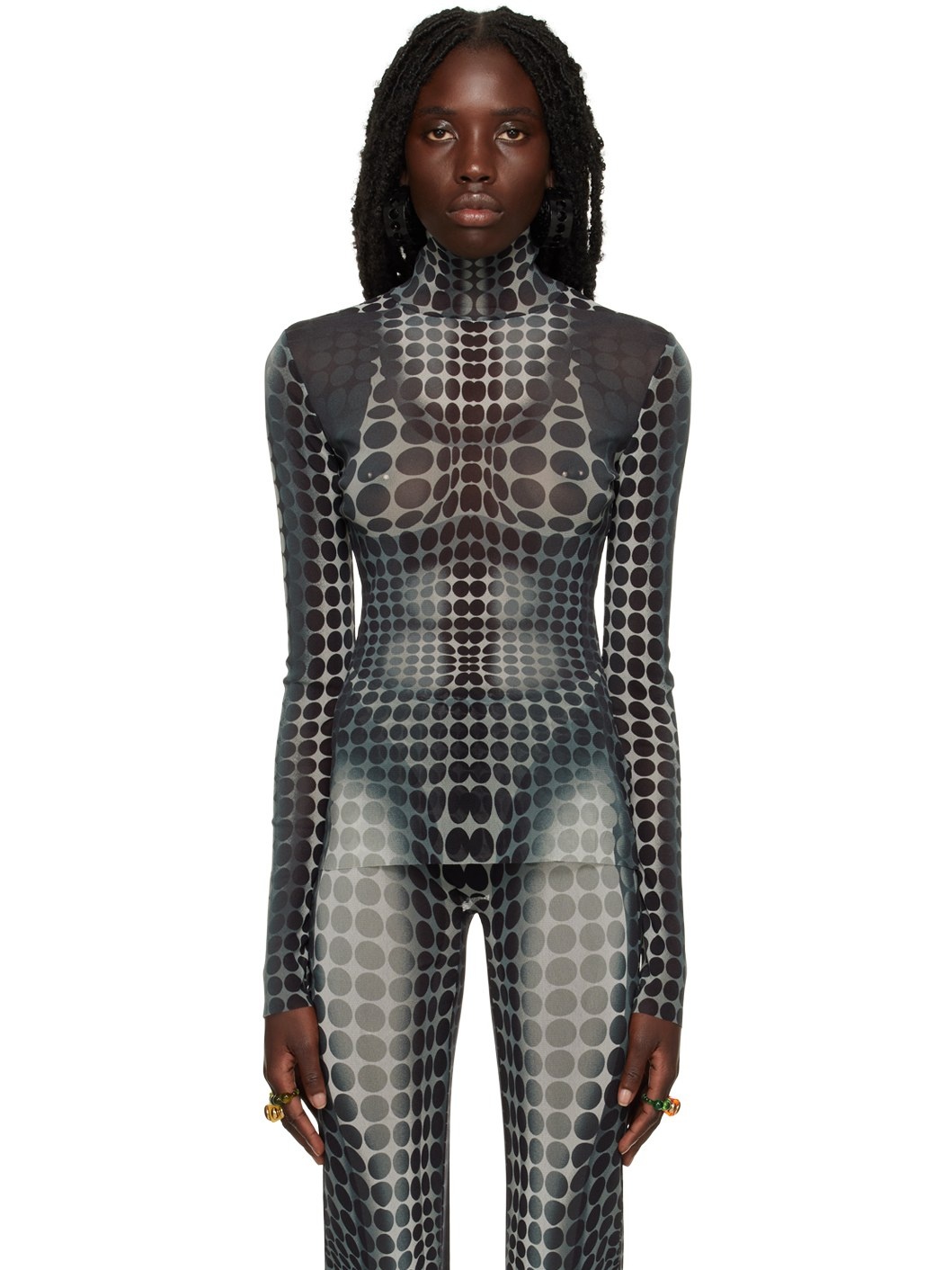 Jean Paul GAULTIER トレーナー タグあり Jean Paul Gaultier SSENSE Exclusive Gray Dots Turtleneck