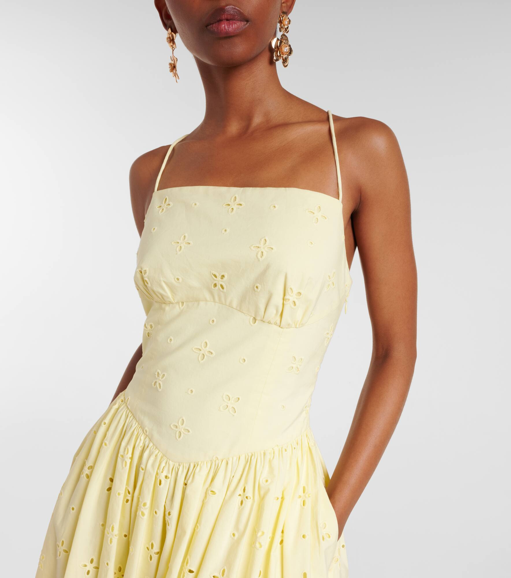 Broderie anglaise cotton midi dress - 4