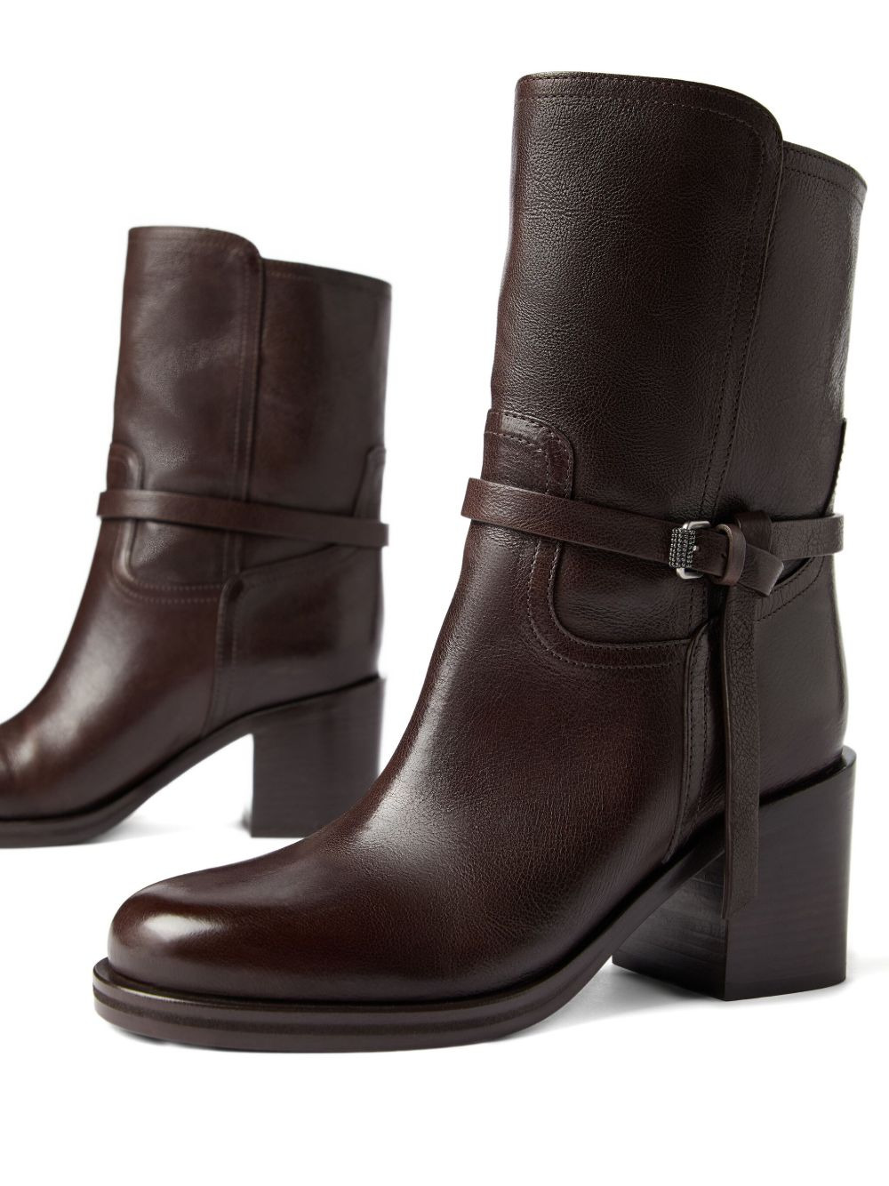 leather buckle-strap boots - 4