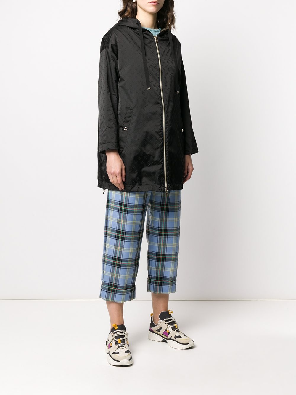 jacquard hooded coat - 3