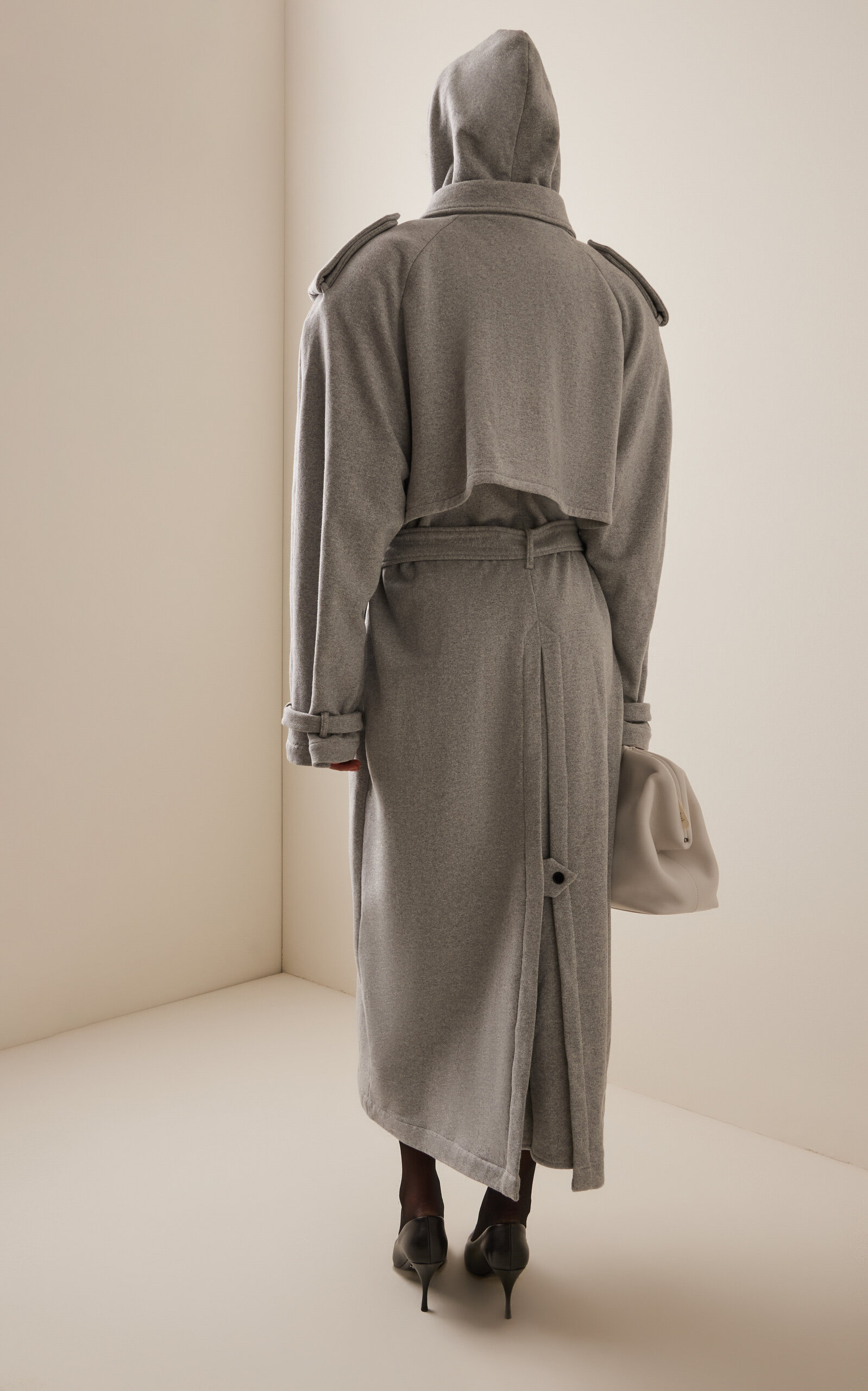 Hooded Jersey Trench Coat grey - 4