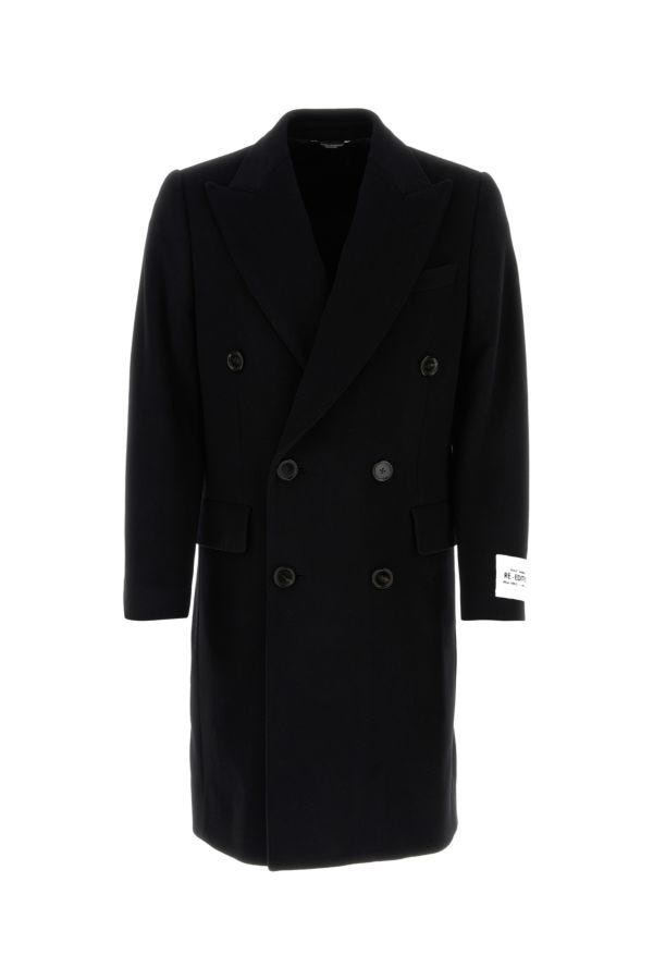 Black wool blend coat - 1
