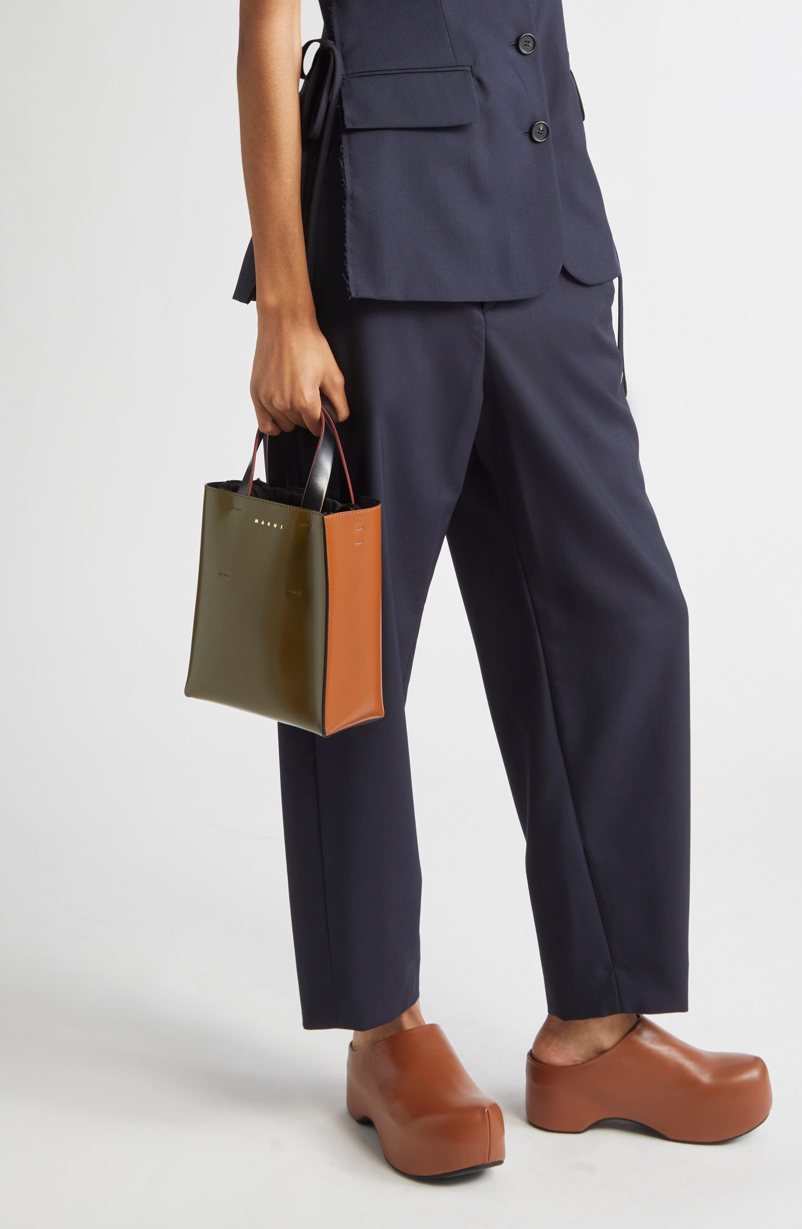Marni Mini Museo Colorblock Leather Tote in 302 - 3