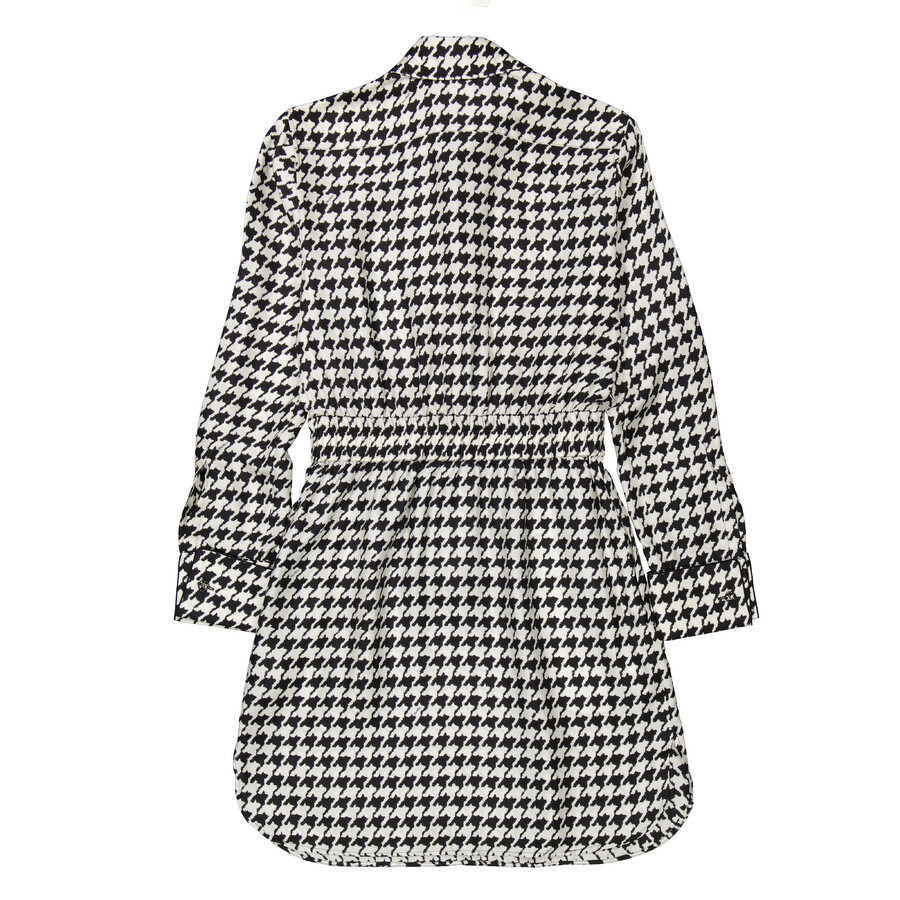 Max Mara Ladies White Black Arca Silk Houndstooth Shirt Dress - 2