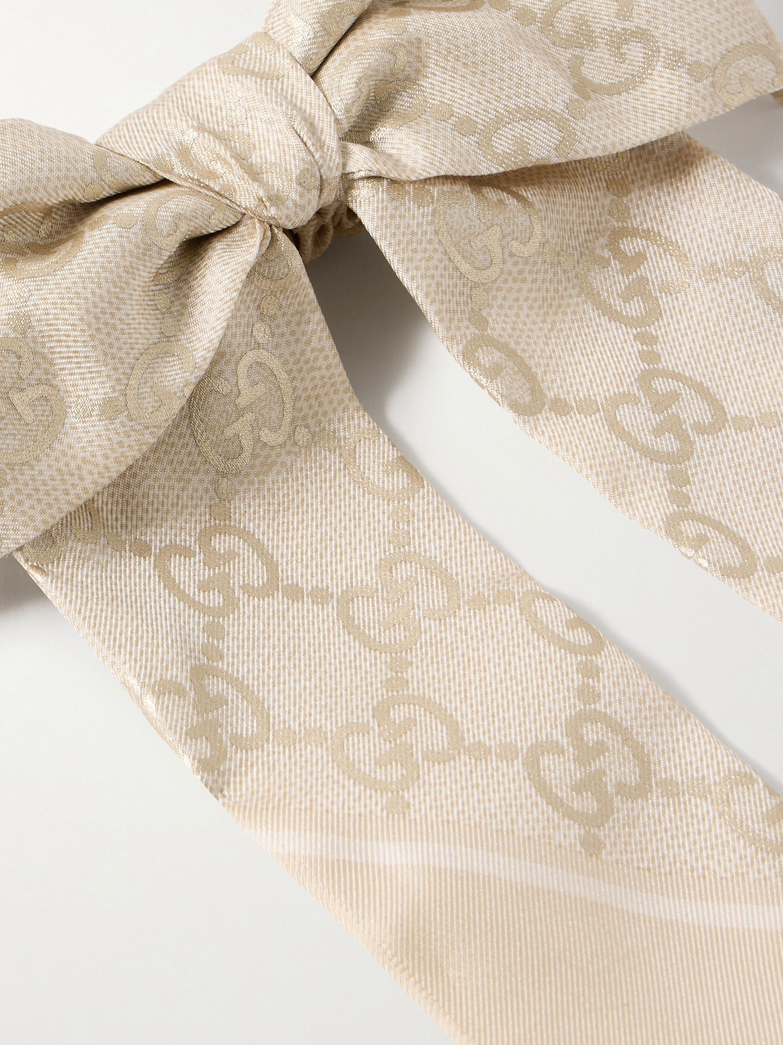 Bow-embellished printed silk-twill hair tie White - 4
