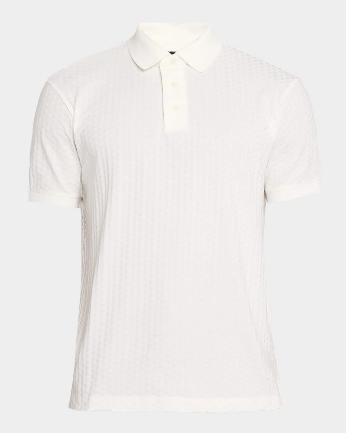 Men's Cotton Geometric-Textured Polo Shirt - 1