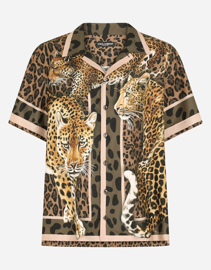 Silk Hawaiian shirt with leopard print - 3