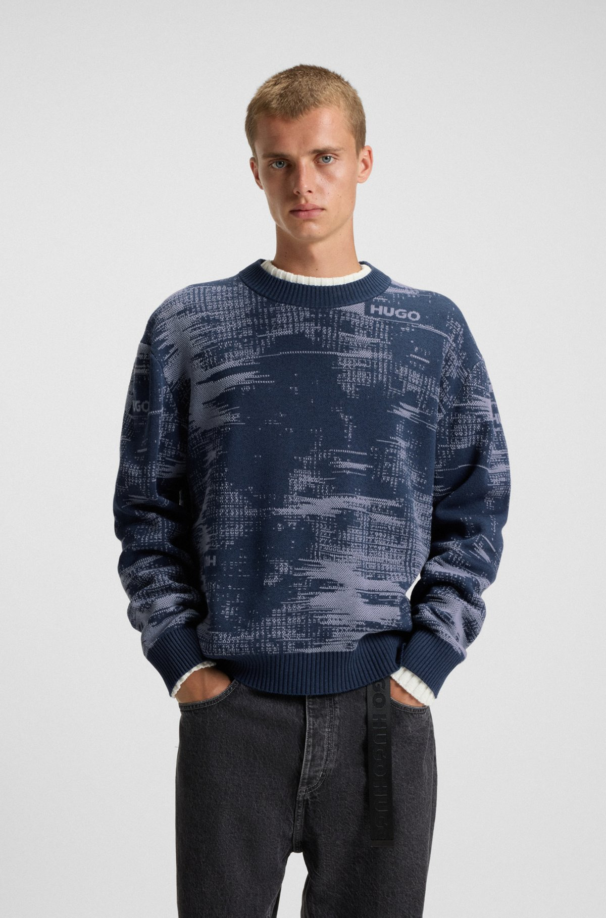 RELAXED-FIT SWEATER IN COTTON WITH JACQUARD PATTERN - 2