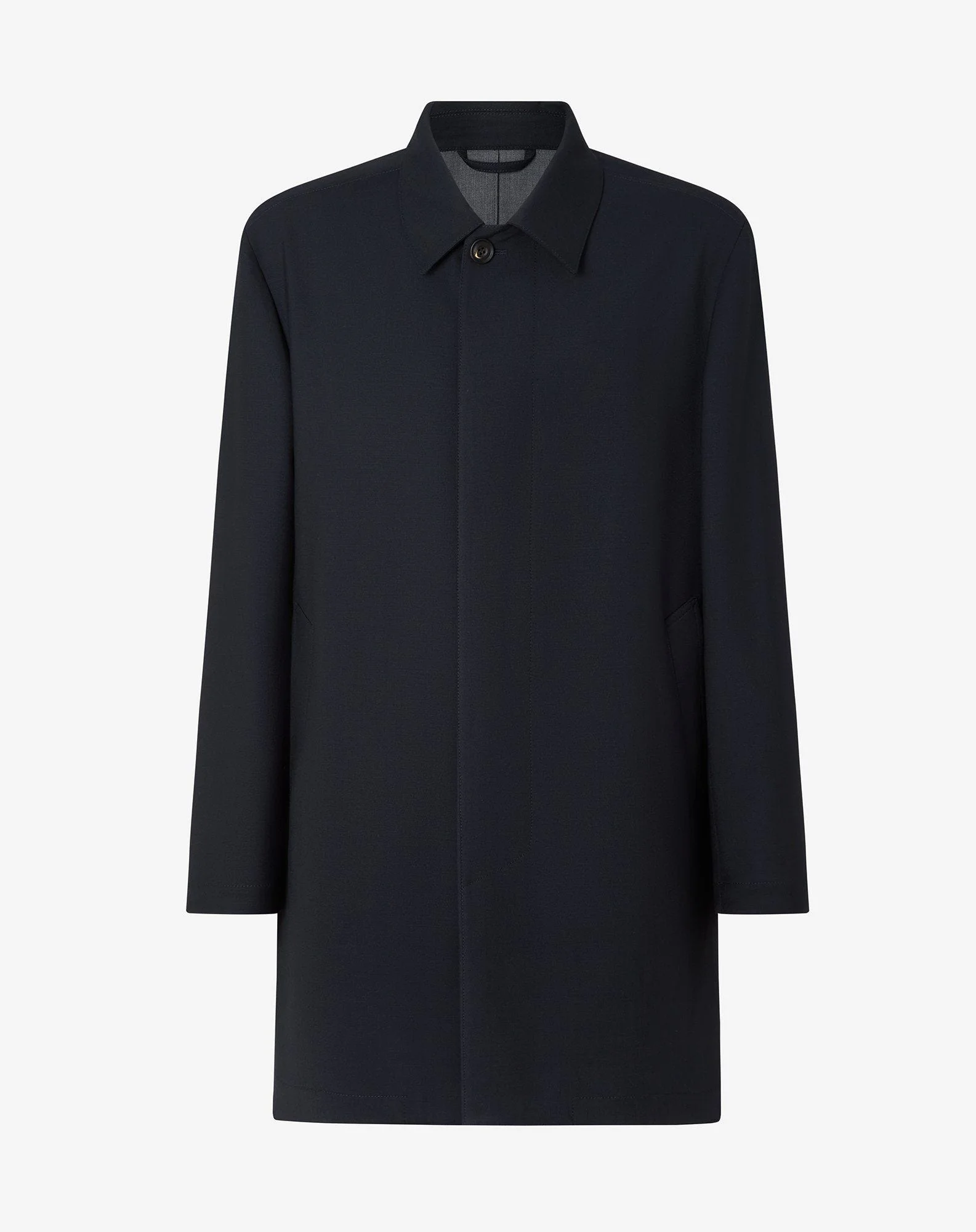 Blue single-breasted stretch wool trench coat - 1