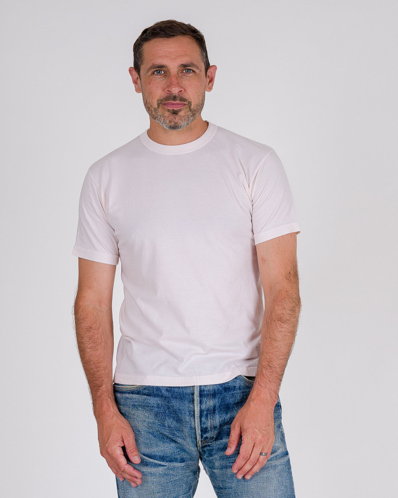 Iron Heart UTIL-NPDYE-SAK UTILITEES - 5.5oz Loopwheel Crew Neck T-Shirt - Natural Pigment Dyed Sakura outlook