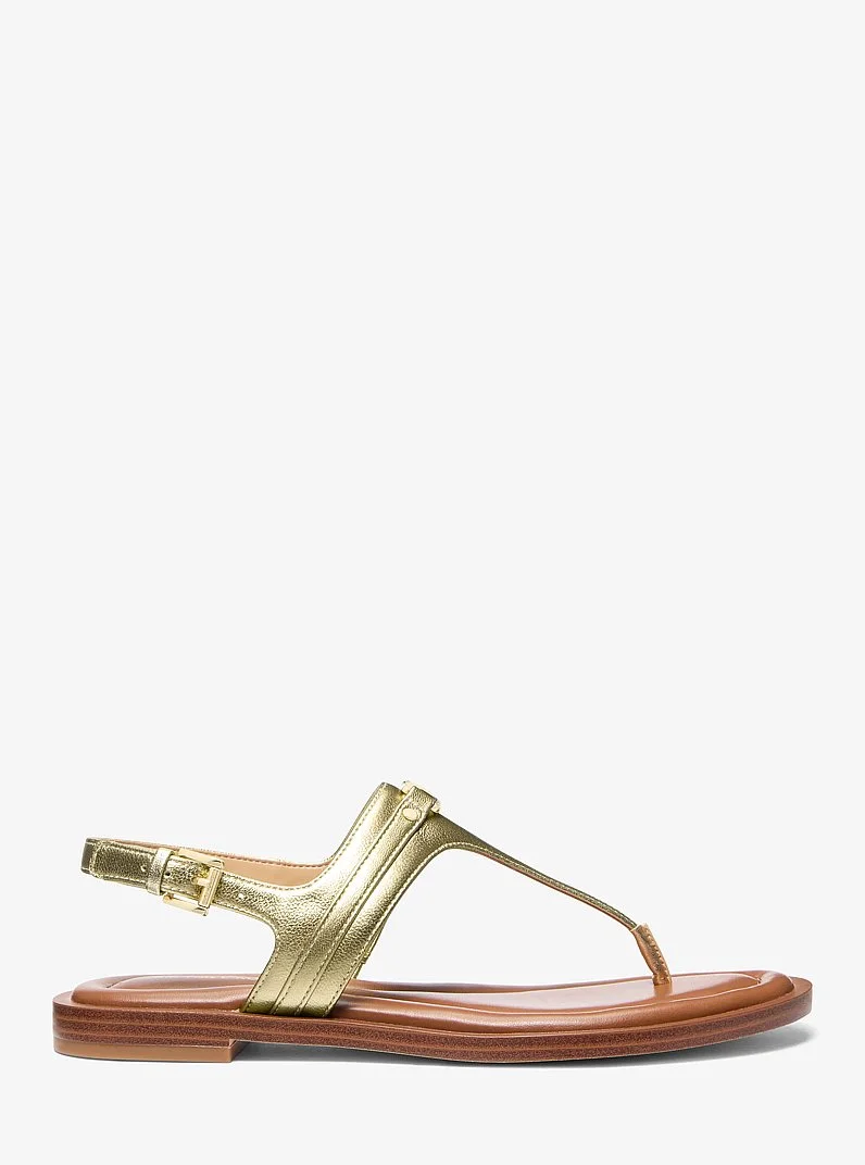 Mandy Metallic Leather T-Strap Sandal - 1