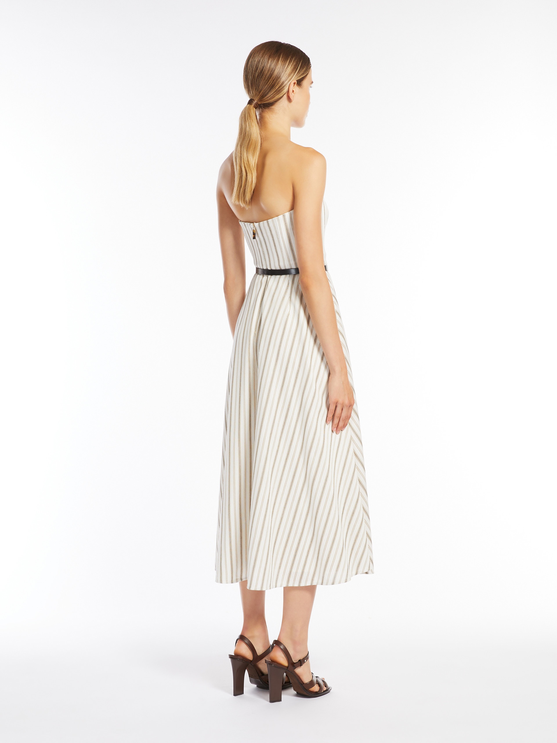 FERVIDA Striped cotton and linen bustier dress - 4