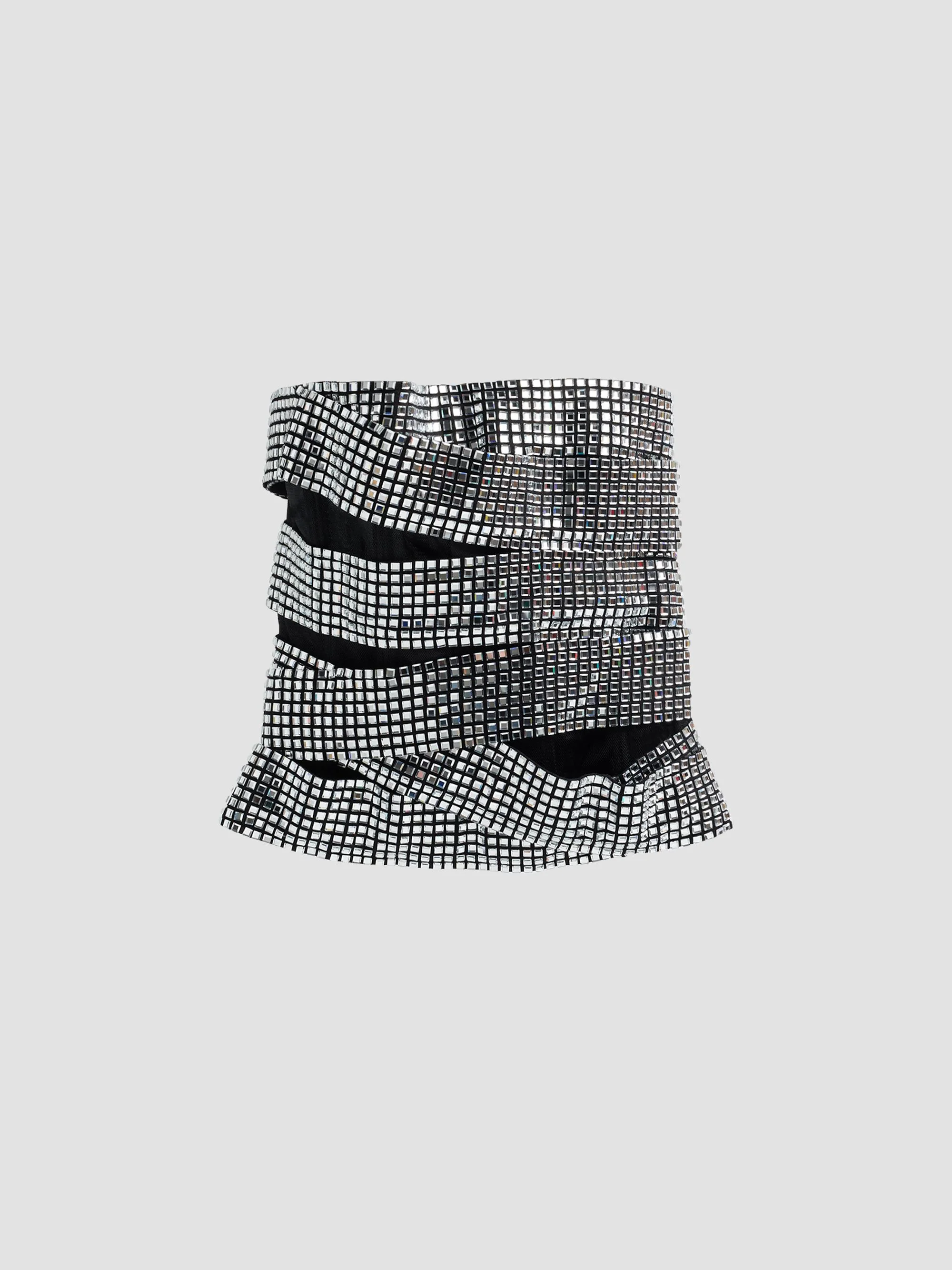 Women's Disco Ball Strapless Top - Black - 1