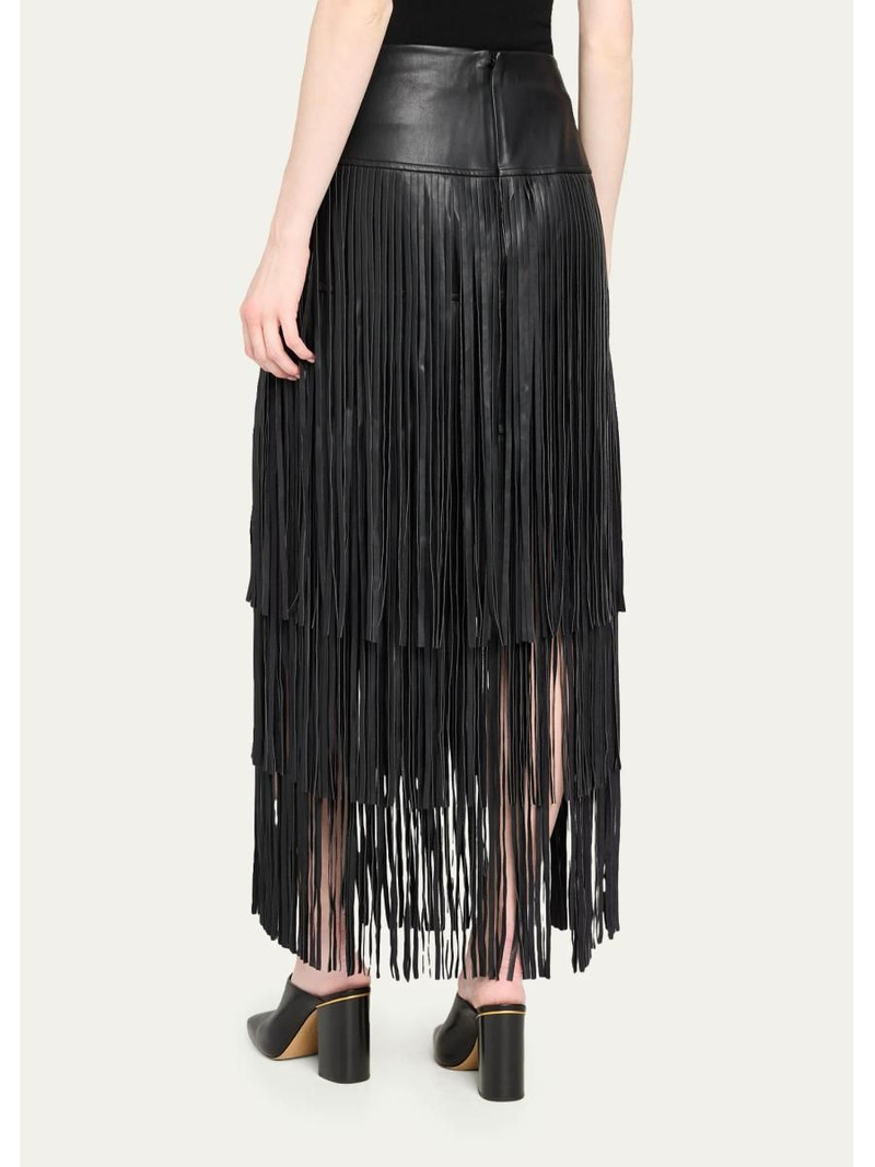 Karoline Faux-Leather Fringe Maxi Skirt 3