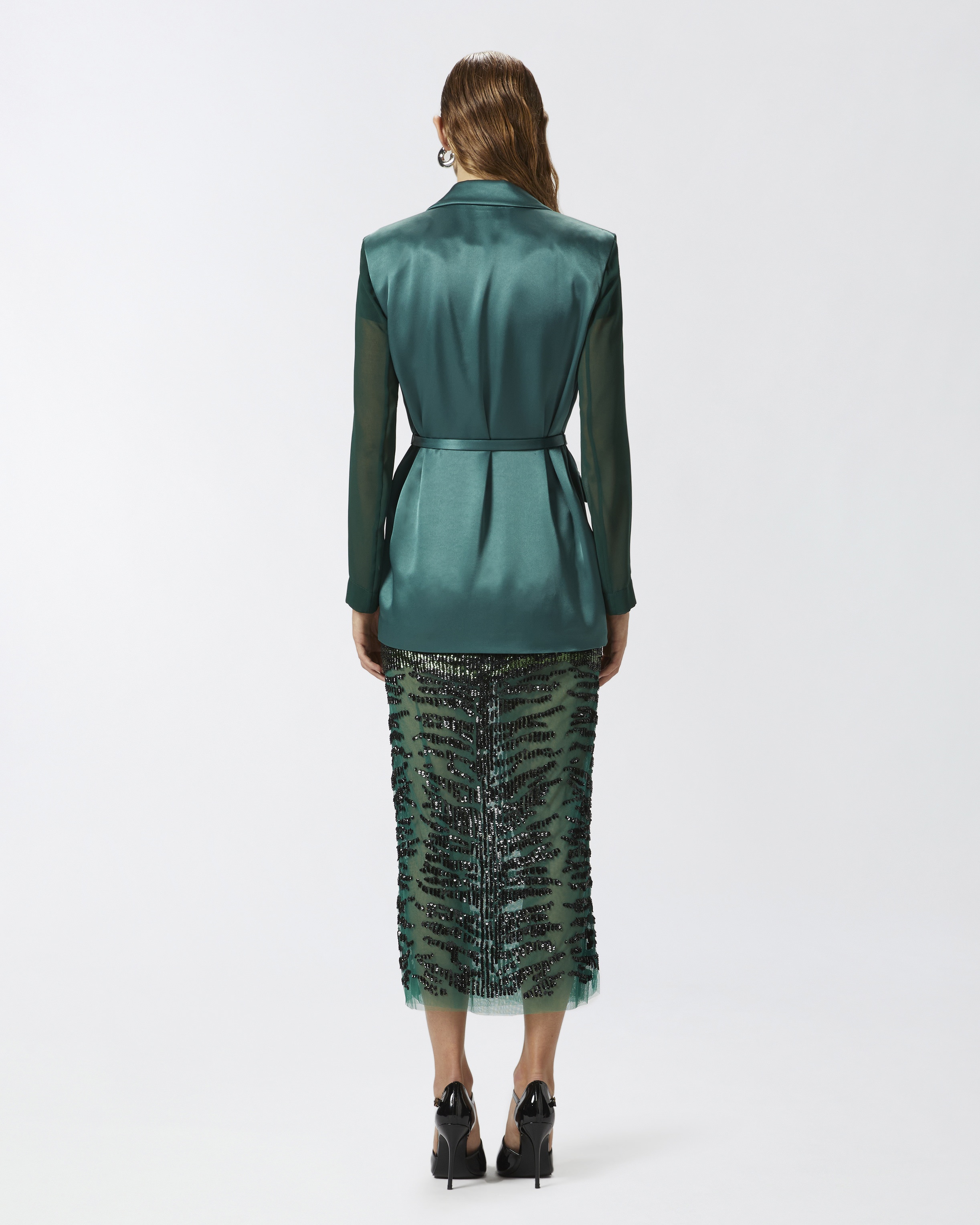 SHINY BLAZER WITH TRANSPARENT SLEEVES - 5