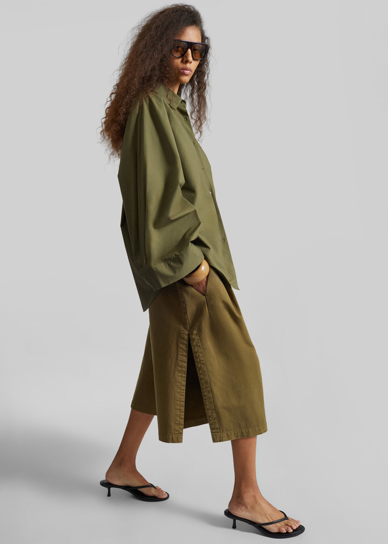 CO Garment Dye Pleated Culotte - Avocado 5