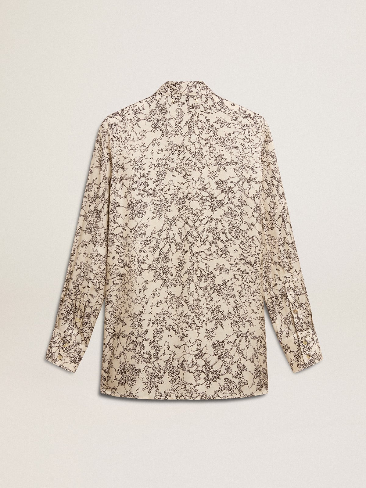 Women's silk blend pajama shirt with a floral print - 5
