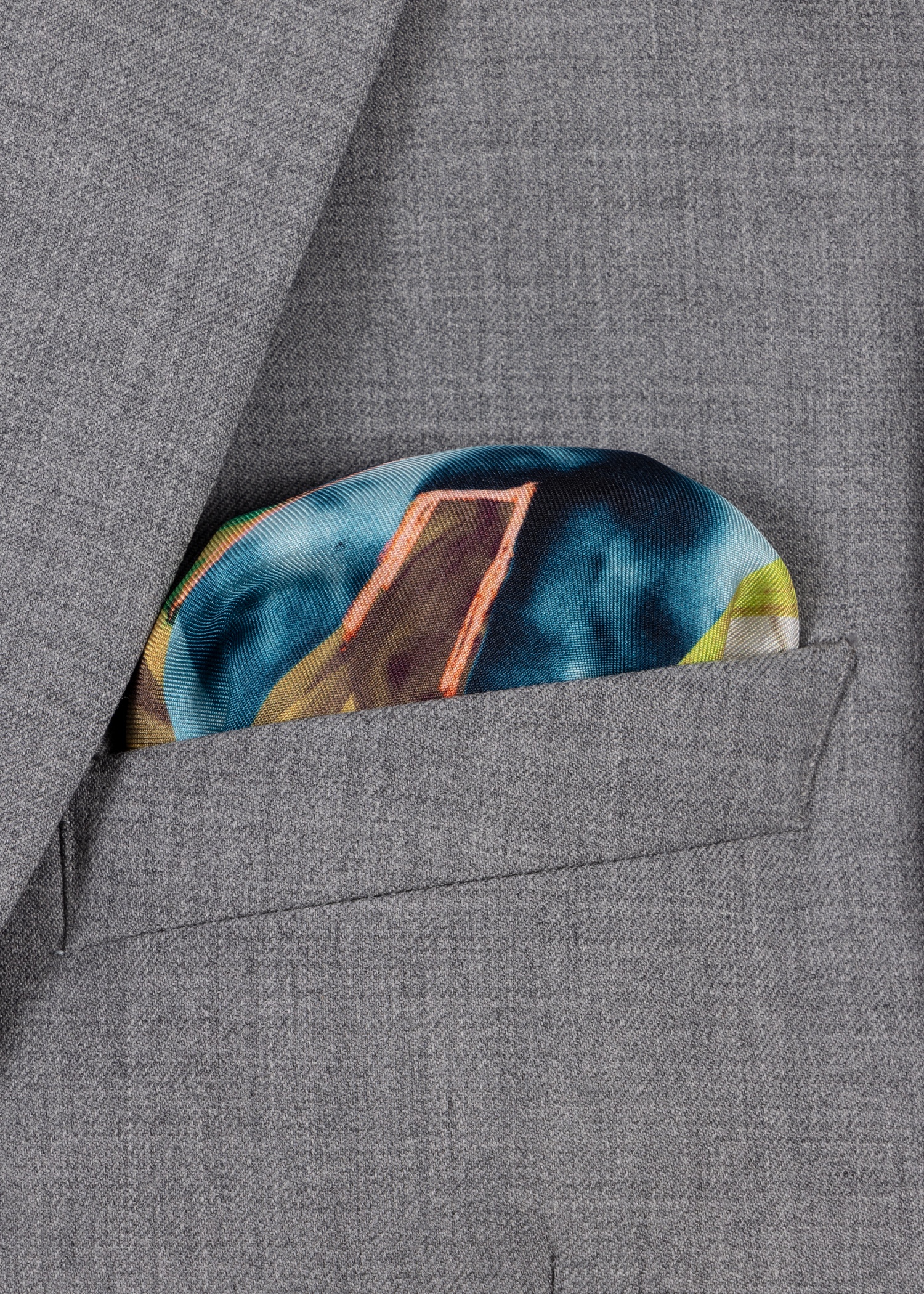 Mustard 'Abstract' Print Silk Pocket Square - 4